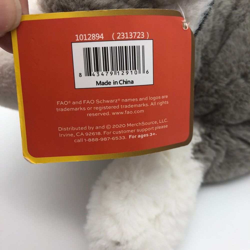 FAO Schwarz Adopt A Pet HUSKY DOG Gray Stuffed Soft Plush 15” Blue Eyes NEW - Picture 5 of 8